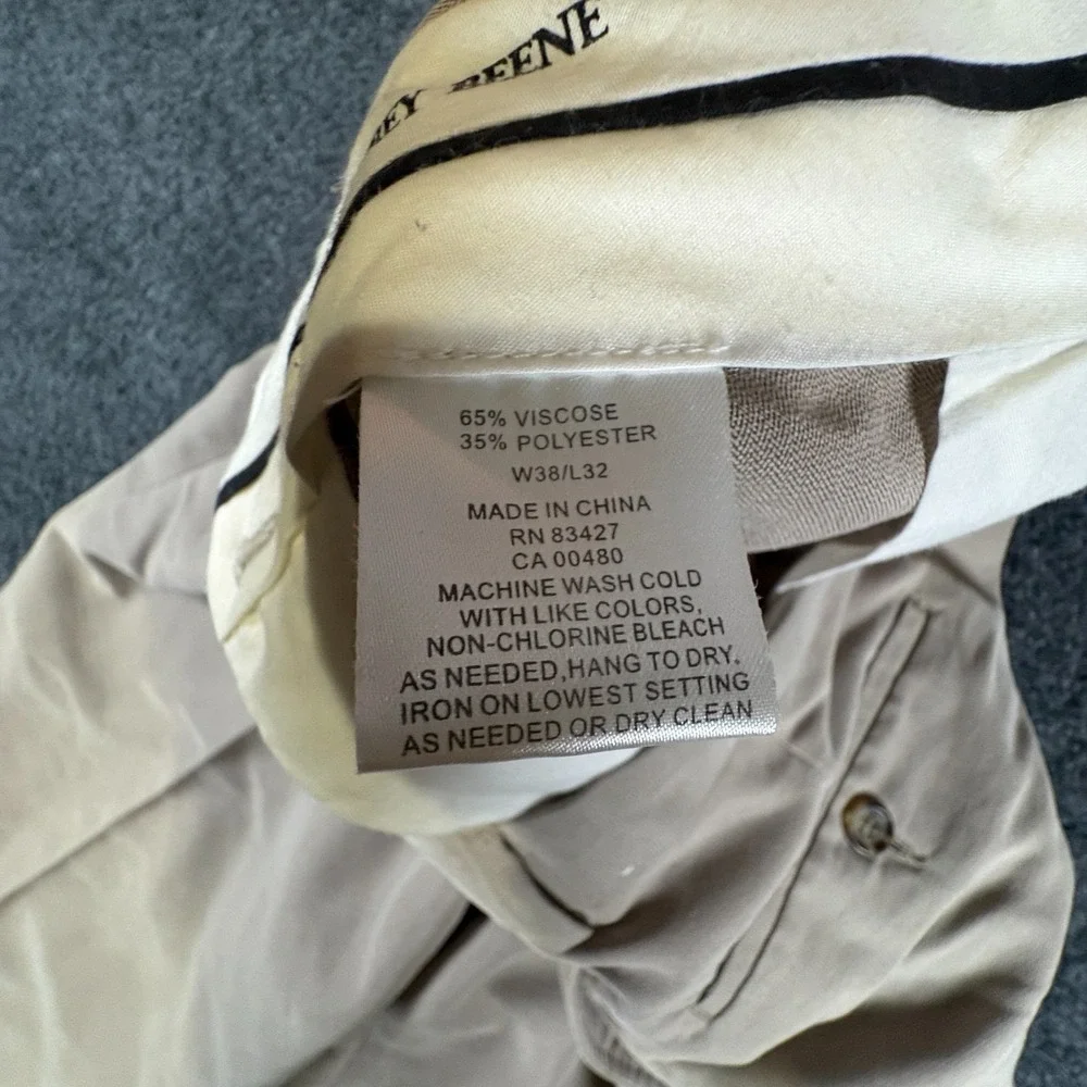 Geoffrey Beene Dress Pants Mens 38x30.5 Beige‎ Pleated Front Straight Leg Formal